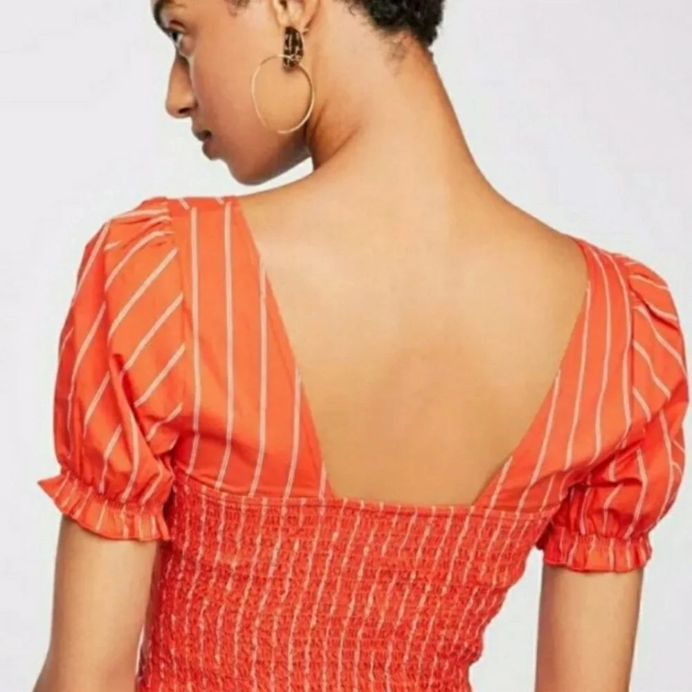 Free People Rose Garden Puff Sleeve Top
